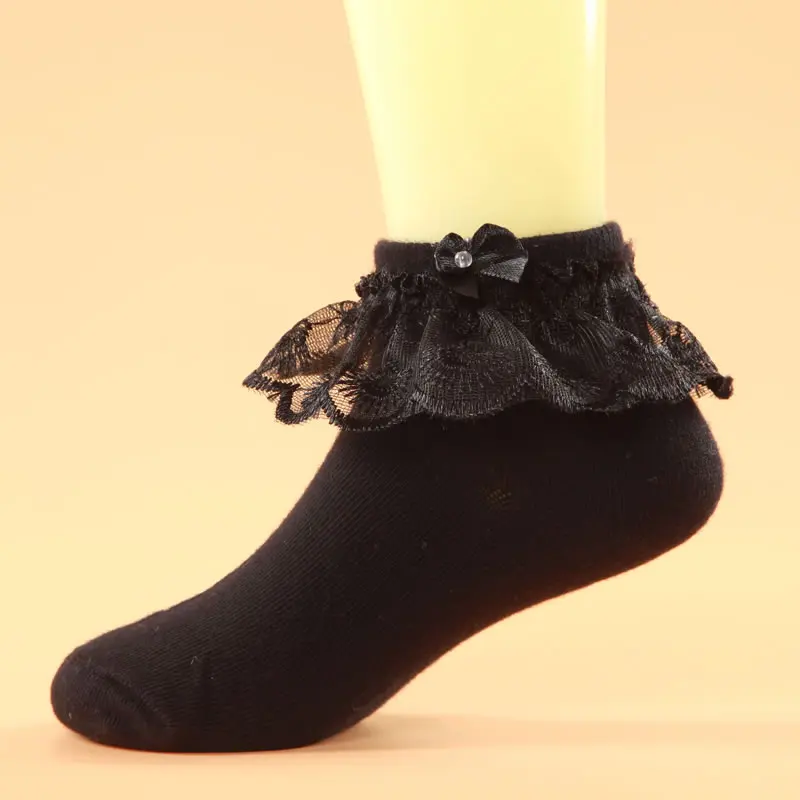 Lace Girls Socks Cotton Spring Thick Children Bow Girl Socks Baby Socks Princess Diamond Pearl