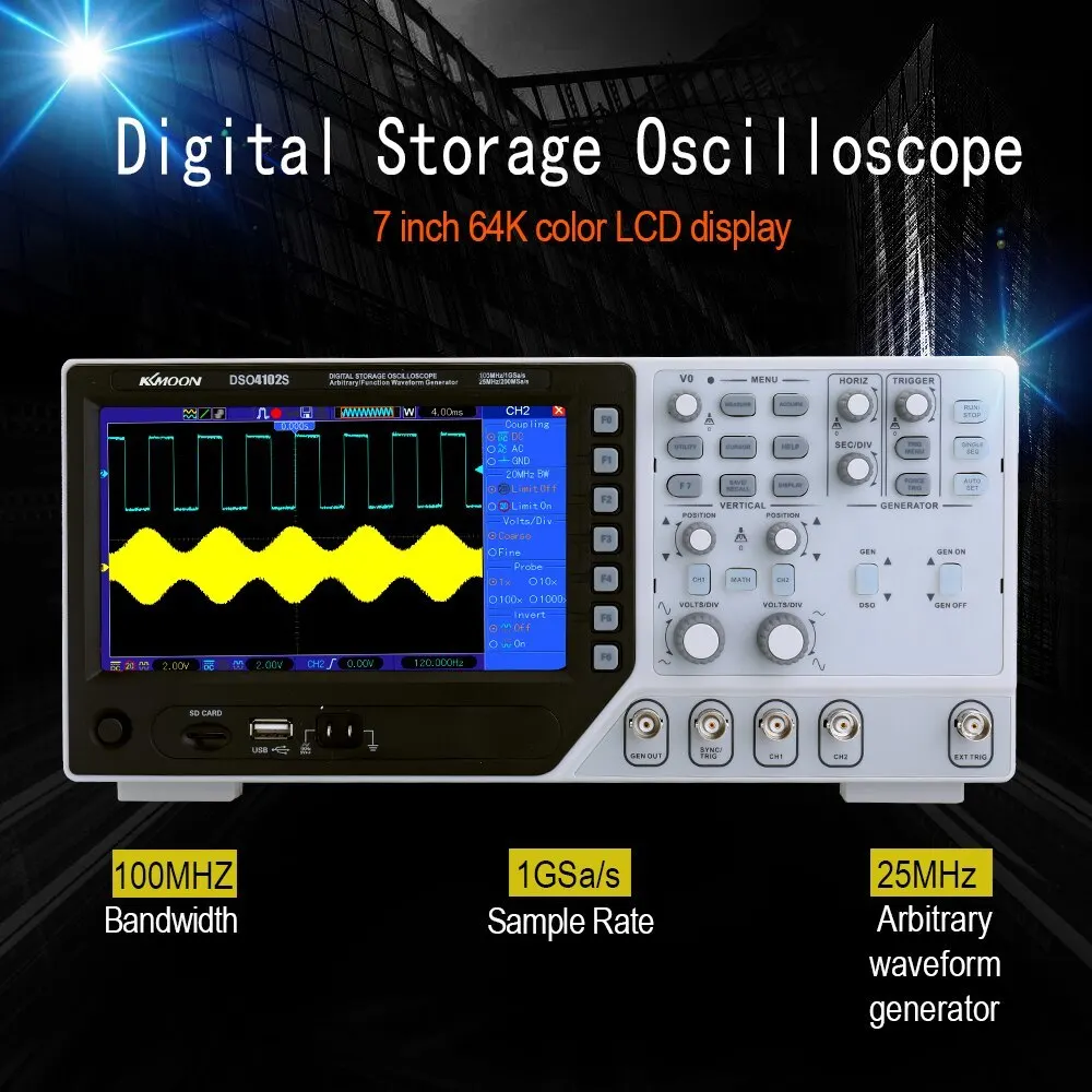 

Certified Digital Oscilloscope Desktop Mixed Signal Oscilloscope Waveform Generator Synchronizing Signal External Trigger