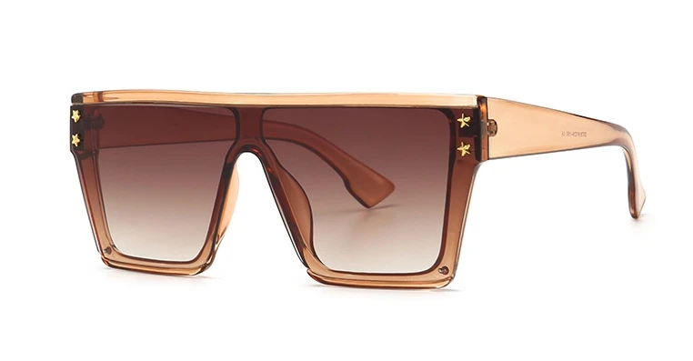 Звезда одна линза большая оправа солнцезащитные очки для мужчин и женщин Модные Оттенки UV400 Винтажные Очки 46125 - Цвет линз: C5 tea