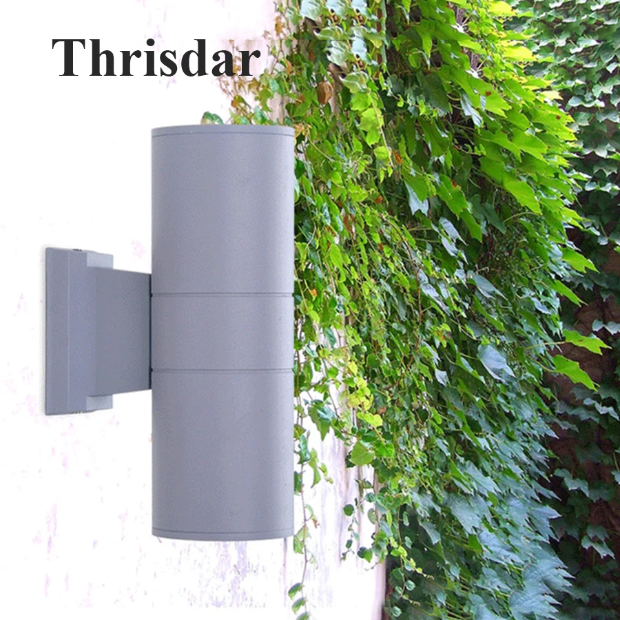 Thrisdar наружный светильник ing 10 Вт 18 Вт 24 Вт двухголовый цилиндрический светодиодный настенный светильник для крыльца, водонепроницаемый настенный светильник