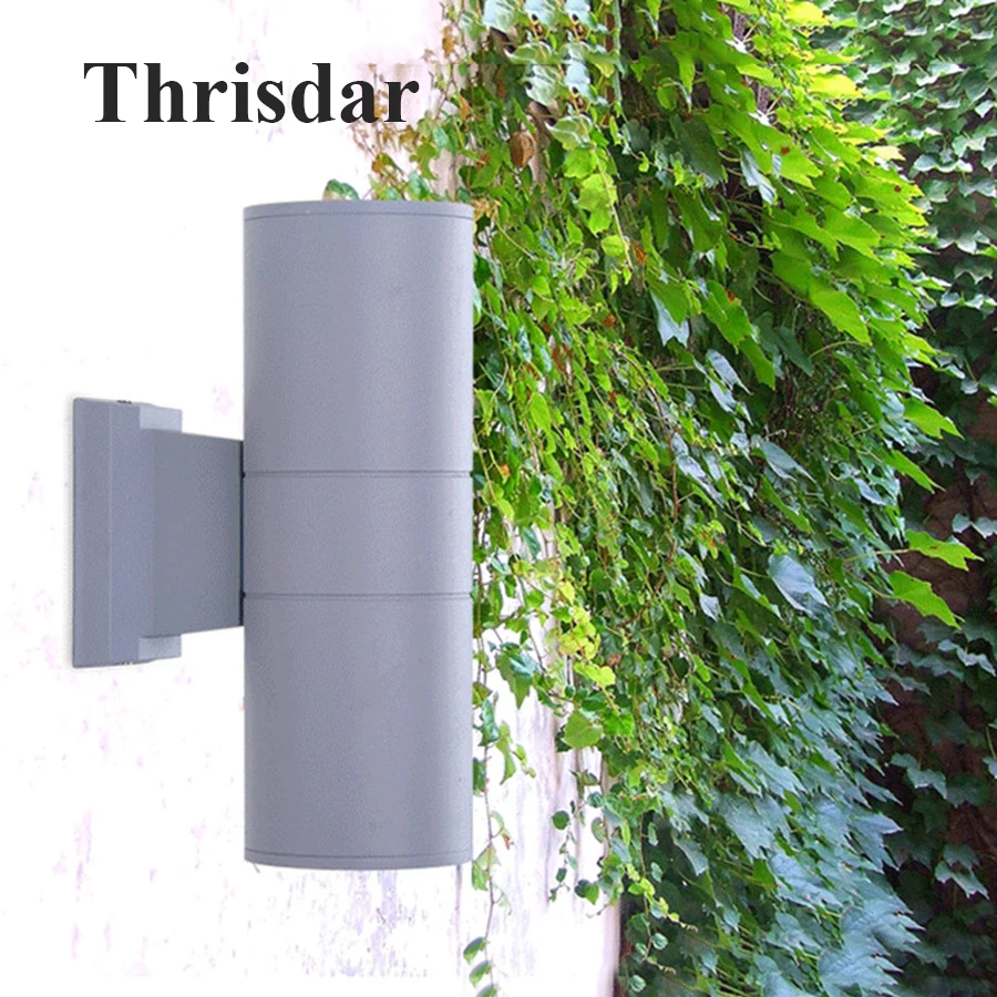 Dual cabeça do Cilindro Parede para Cima para Baixo Lâmpada de Parede do Corredor Thrisdar Iluminação Exterior 10 w 18 w 24 w Led Porch Luz da à Prova d’ Água Villa Pátio