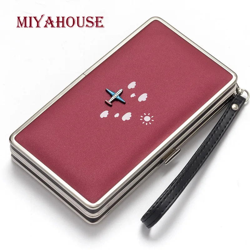 

Miyahouse Leather Aircraft Clutch Wallet For Women 2019 Fashion High Quality Hasp Purse Female Bank Card long Wallet NEW