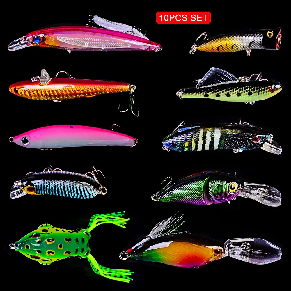 3 10 шт. набор рыболовных приманок Topwater Pencil Bass Bait Искусственный твердый воблер с
