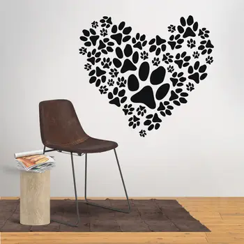 

Art Design Paw Prints Heart Wall Sticker Kids Room Decoration Bedroom Poster Mural Vinyl Removable Decals Decor LX221