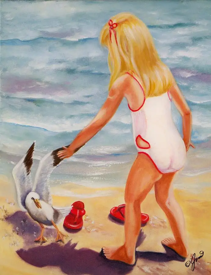 

High quality Oil painting Canvas Reproductions A Day at the Beach By Joni McPherson hand painted