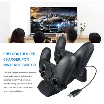

Pro Controller Charger For Nintendo Switch Dual Controller Charger Charging Dock Stand Station Controllers With LED Indicators