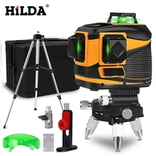 HILDA 12 линий лазерный уровень 3D самонивелирующийся 360 горизонтальный и вертикальный крест супер мощный зеленый лазерный луч линии