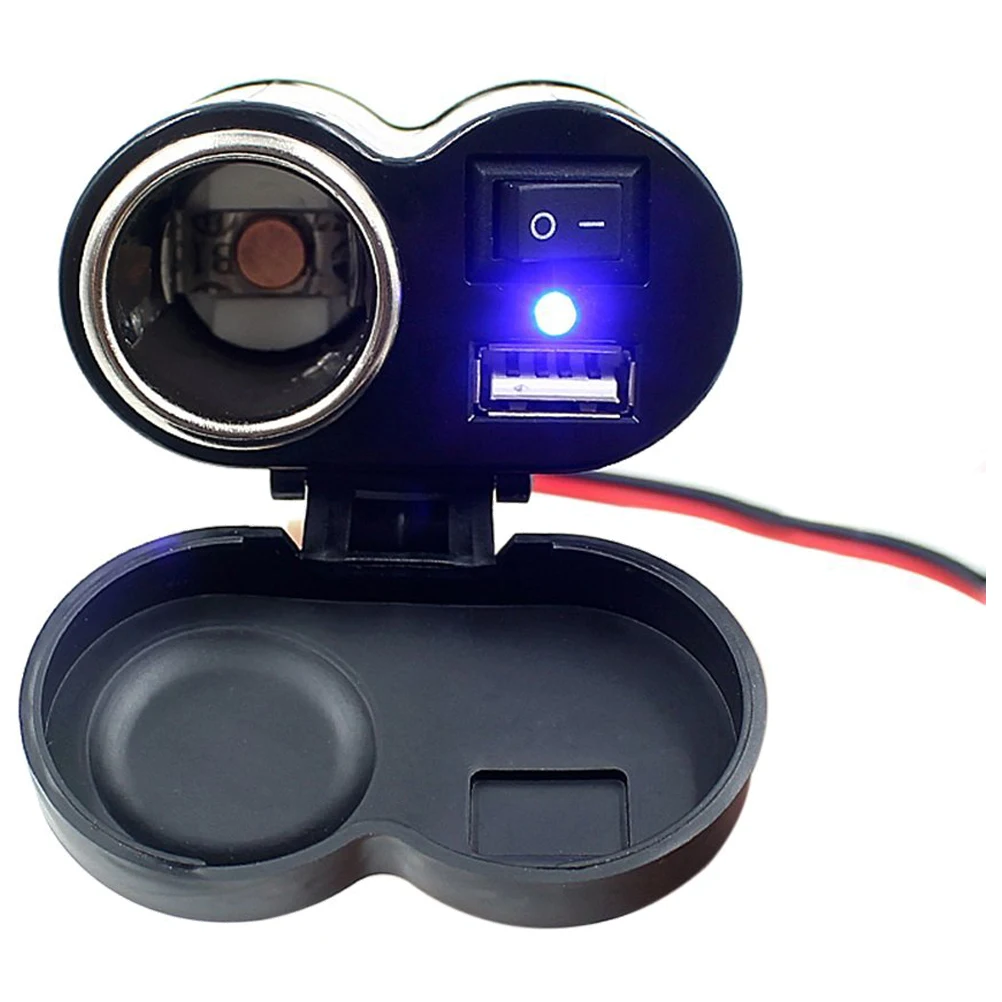

Motorcycle USB Power Supply Port Cigarette Lighter Socket Charger for Cellphone GPS MP3