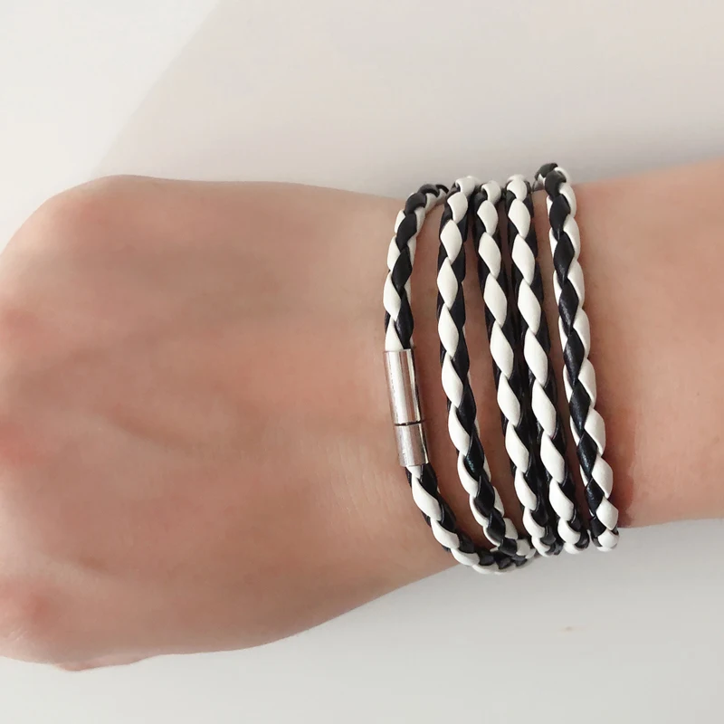 5 Laps Leather Bracelet Men Charm Vintage 10 Color Choose leather bracelet