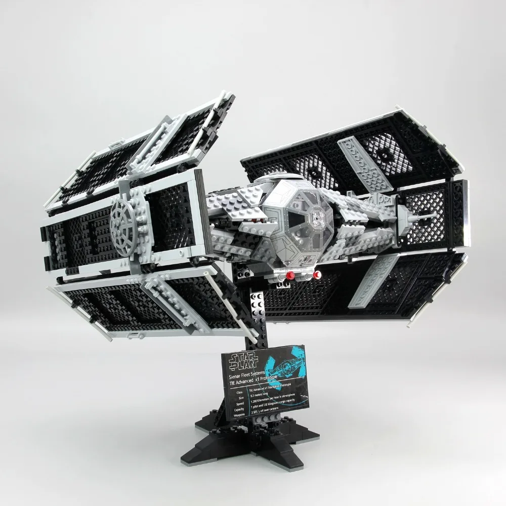 

LEPIN 05055 1212Pcs Star WAR-S Vader TIE advanced fighter set aircraft Model Building Kit Blocks Bricks Compatible 10175 toys