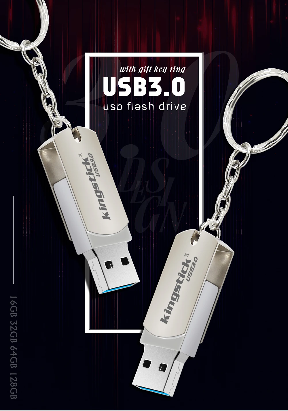 Kingstick, металлический флеш-накопитель USB 3,0, 4 ГБ, 8 ГБ, флешка, 16 ГБ, 32 ГБ, 64 ГБ, 128 ГБ, флеш-карта памяти, 3,0 USB, флешка, флешка, u-диск