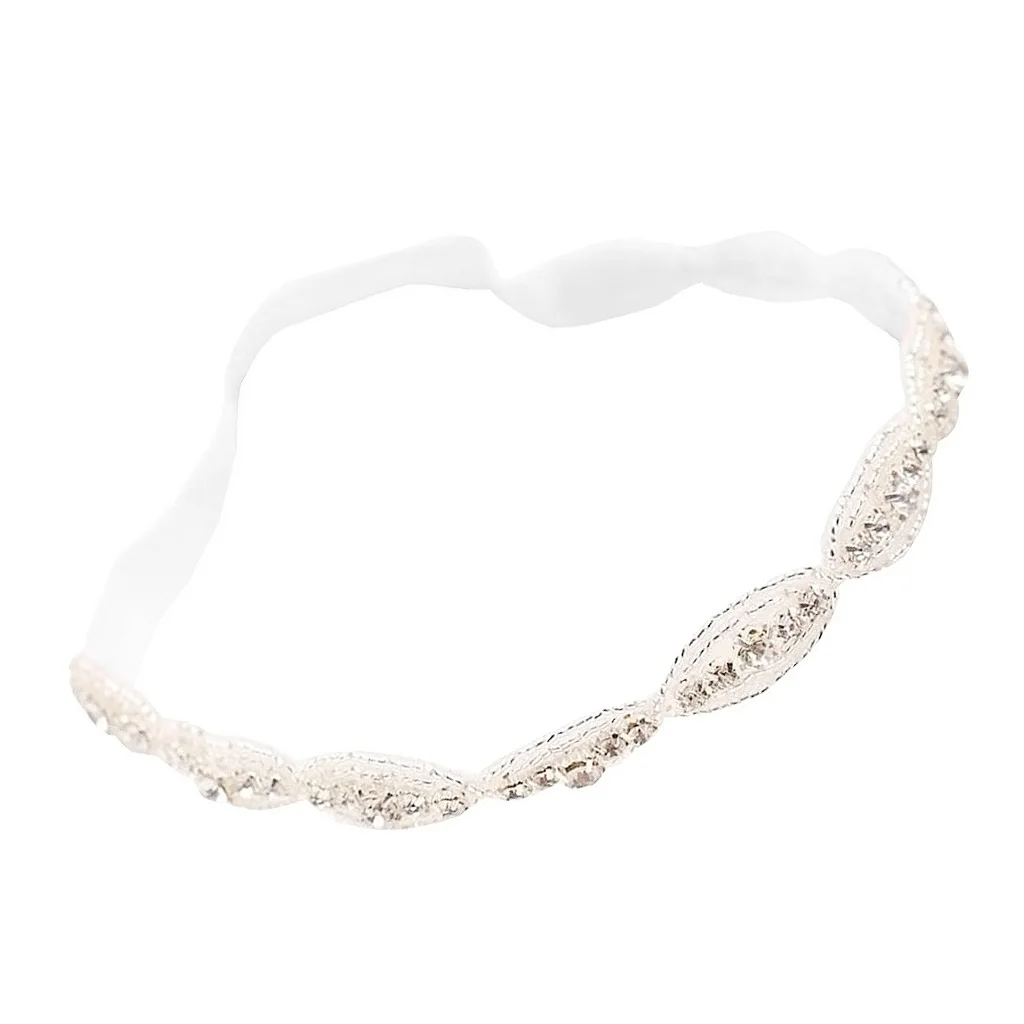 Baby Girls Kids Ribbon Tie Hair Band Children Rhinestone Headband Headwear for Wedding Party Stage Show Fashion Acce