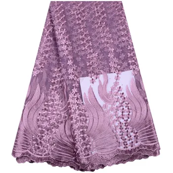 

2019 Wholesale High Quality African Lace Fabric French Net Embroidery Tulle Lace Fabric For Nigerian Wedding Party Dress 1470