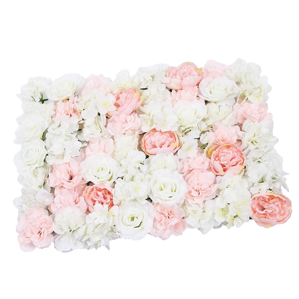 4pcs Artificial Flower Wall Panels Simulation Silk Hydrangea Peony Rose Flower Wall for Wedding Venue Party Background Decor