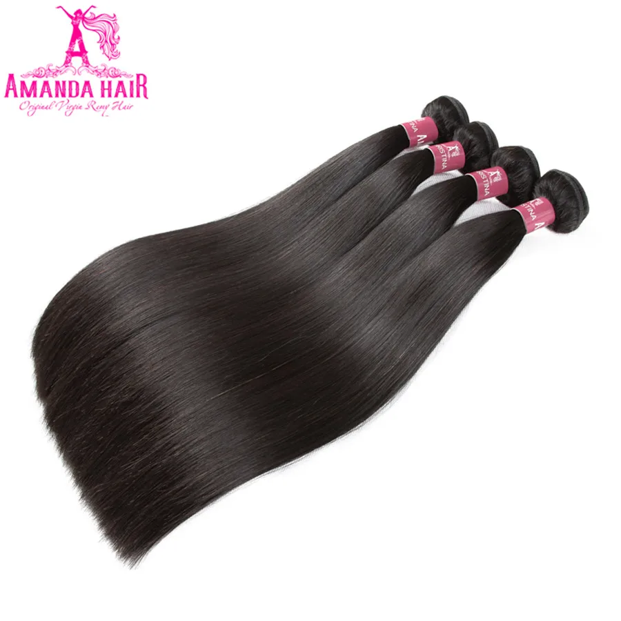 Amanda Grade 10A Malaysian Straight Hair 4 Bundles Human Hair Extensions Remy Hair 8-28 Inch Natural Color Free Shipping