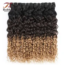 Bobbi коллекция 3/4 пучок предложения пучки волос влажная волна T 1B 4 27 прядь волос с покраской Омбре темный корень мед блонд индийский Реми человеческие волосы
