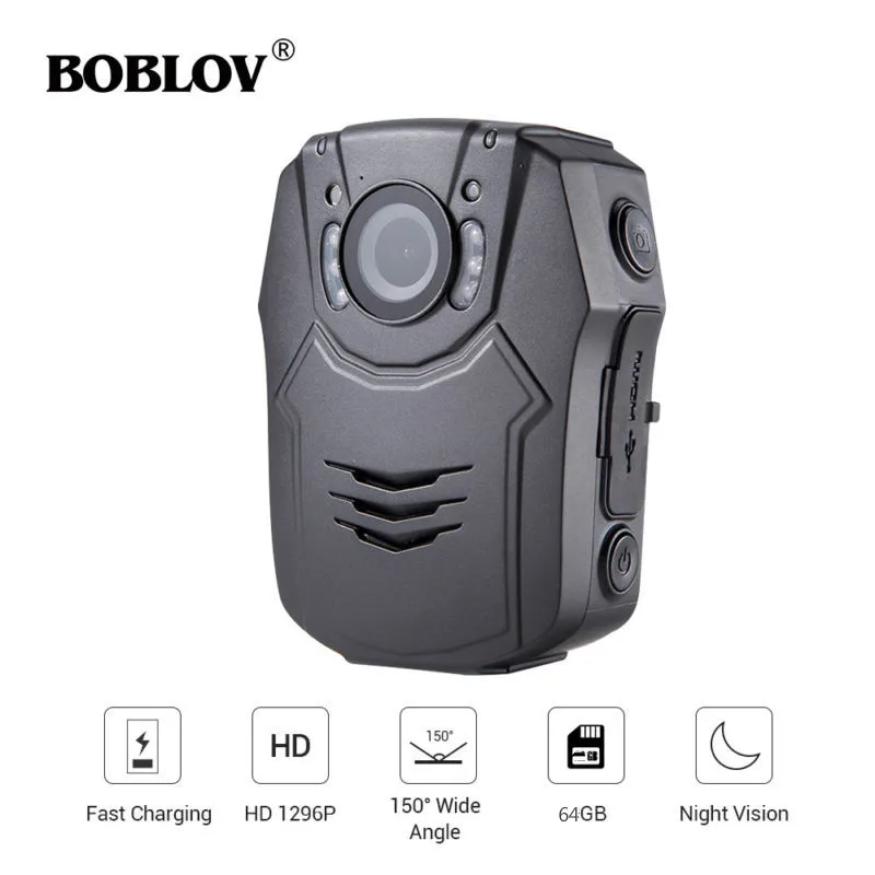

BOBLOV PD50 Body Worn Camera 64GB HD 1296P IR Night Vision Quick Charge Security Video Recorder Pocket Camera For Police
