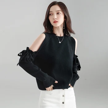 

2019 Women New Sweater And Pullovers Broken Hole Long Sleeve Knitted Pull Femme Oneck Spring Jumper Harajuku Sweaters 5Zc258F
