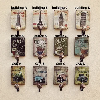 

Vintage Wooden Hook Clothes Robe Key Holder Hat Hanger Wall Home Decoration Beautiful Design Retro Wall Ornament 17.5x10cm
