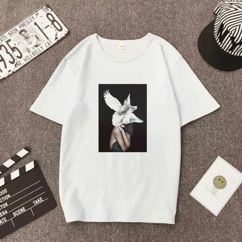 Kawaii Harajuku Женская футболка одежда 2019 уличная Топы в эстетическом Корейском стиле
