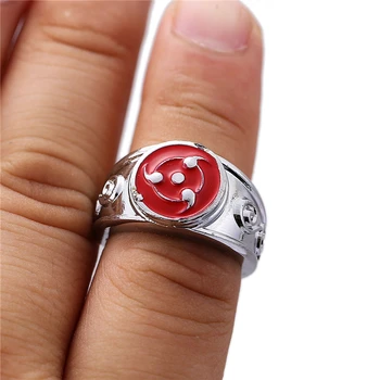 

Julie 12Pcs/lot Size 8 Naruto Uchiha Sasuke Sharingan Logo Rings New Arrival Animal Jewelry Alloy Ring for Women Men Jewelry