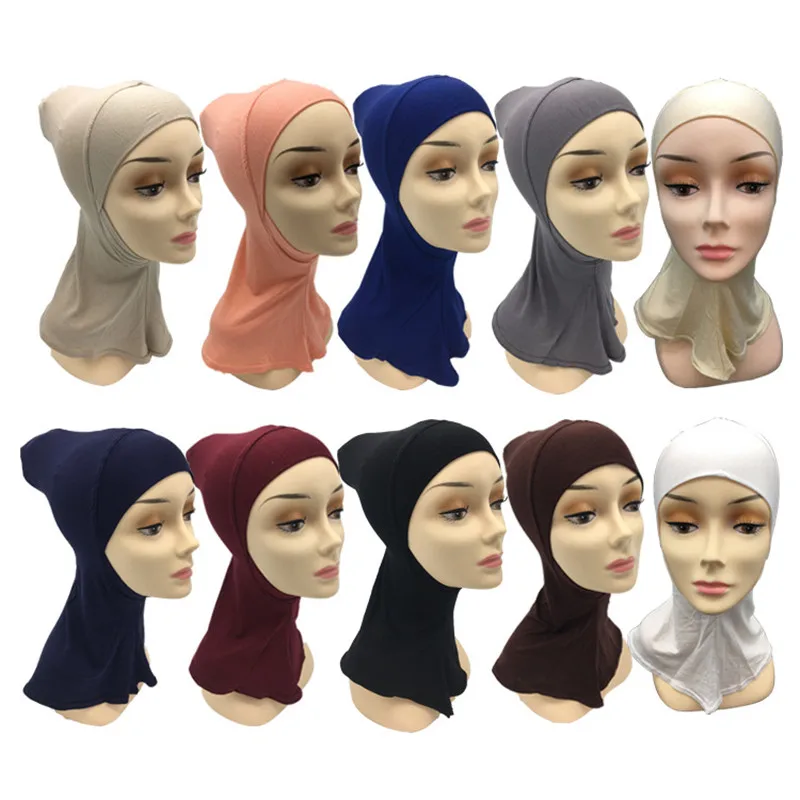 

2019 Muslim Full Cover Inner Hijab Cap Islamic Underscarf soft cotton Neck Head Bonnet Hat under scarf ninja hijab niqab