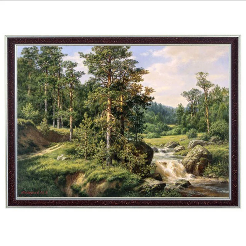 

Needlework Crafts 14CT unprinted Embroidery French DMC Quality Counted Cross Stitch Kits Set Oil Painting Pines home decoration