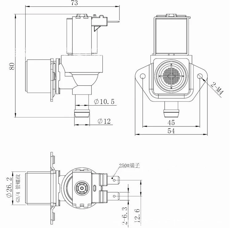 PA нейлоновый параллельный одиночный регулирующий клапан, мужской 3/4 x12 Соленоидный клапан на входе воды для стиральной машины, машины для льда, кофемашины