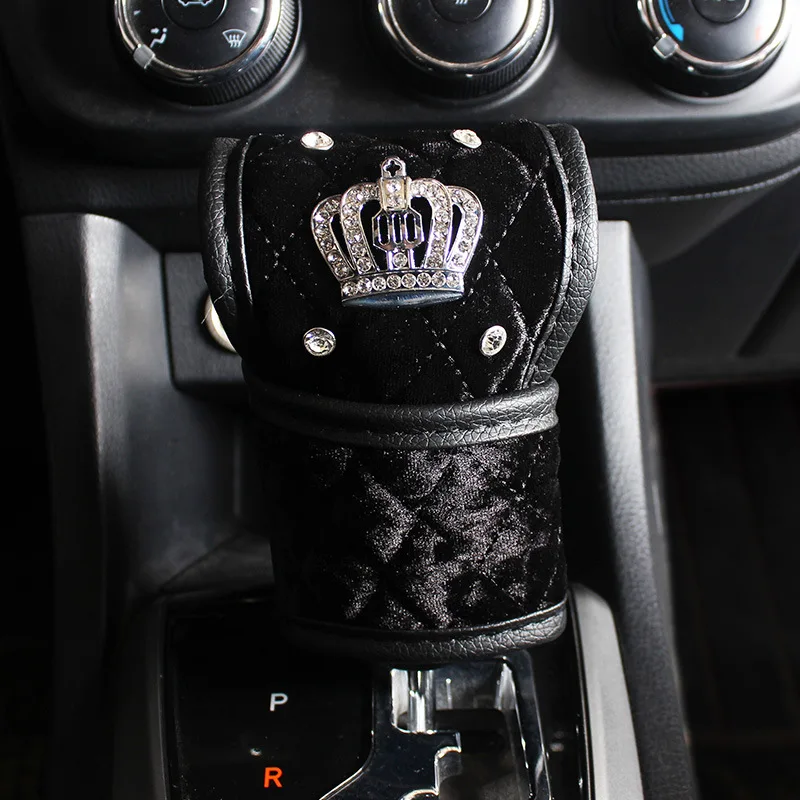 Шикарный чехол для переключения передач автомобиля Кристальный мягкий плюшевый