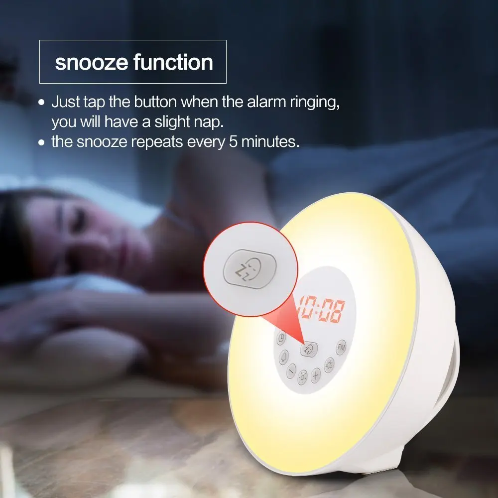 Будильник будильник светильник имитация восхода солнца радио 7 цветов Ночной с fm
