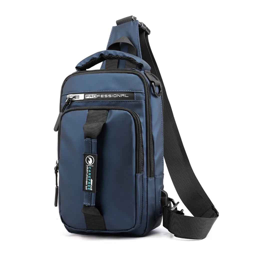 Men Backpack Oxford Cloth Solid Color Shoulder Bag Fashion Outdoor USB Backpacks Waterproof Large Capacity Bags Morral Hombre