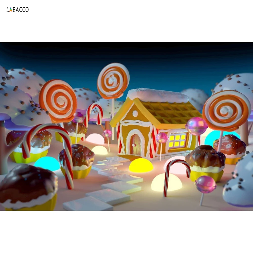 

Laeacco Candy Castle Paradise Children Baby Cartoon Photography Backgrounds Customized Photographic Backdrops For Photo Studio