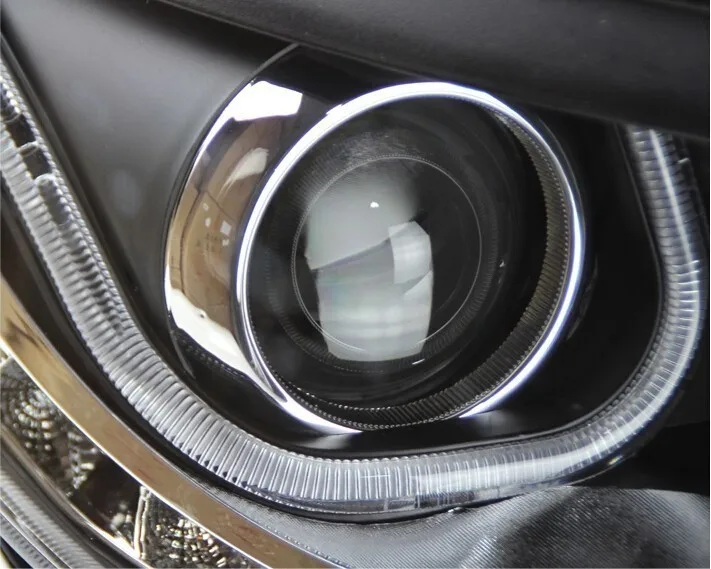 2010-2012 год для vw tiguan фары U angel eyes автомобильный Головной фонарь светодиодный DRL Bi-xenon с двумя линзами для парковки H7 светодиодный Передний фонарь