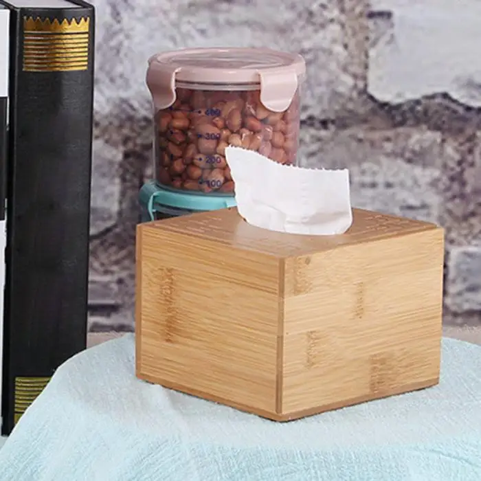 1 Pcs Tissue Box Bamboo Napkin Case Holder Cover Container for Car Home Office XB 66