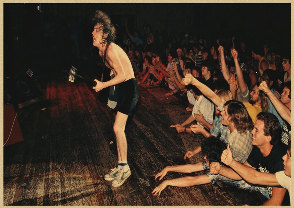 Рок-Группа ACDC Malcolm Angus крафт-бумага винтажный настенный плакат стикер - Цвет: Серебристый