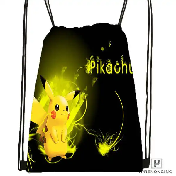 Drawstring Backpack Пользовательские Пикачу Покемон Drawstring сумка-рюкзак милый рюкзак дети сумка(черный назад) 31x40 см#180531-04-53 - Цвет: Drawstring Backpack