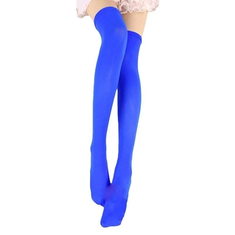 1Pair Women Girls Opaque Over Knee Thigh High Elastic Sexy Stockings Black/White Over the knee stockings Women Stocking