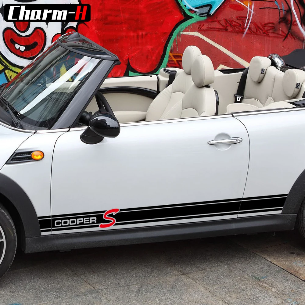 

2pcs Car Styling Side Stripe Decal Stickers for Mini Cooper R50 R52 R53 F56 R56 R57 Countryman R60 CooperS Graphics Accessories