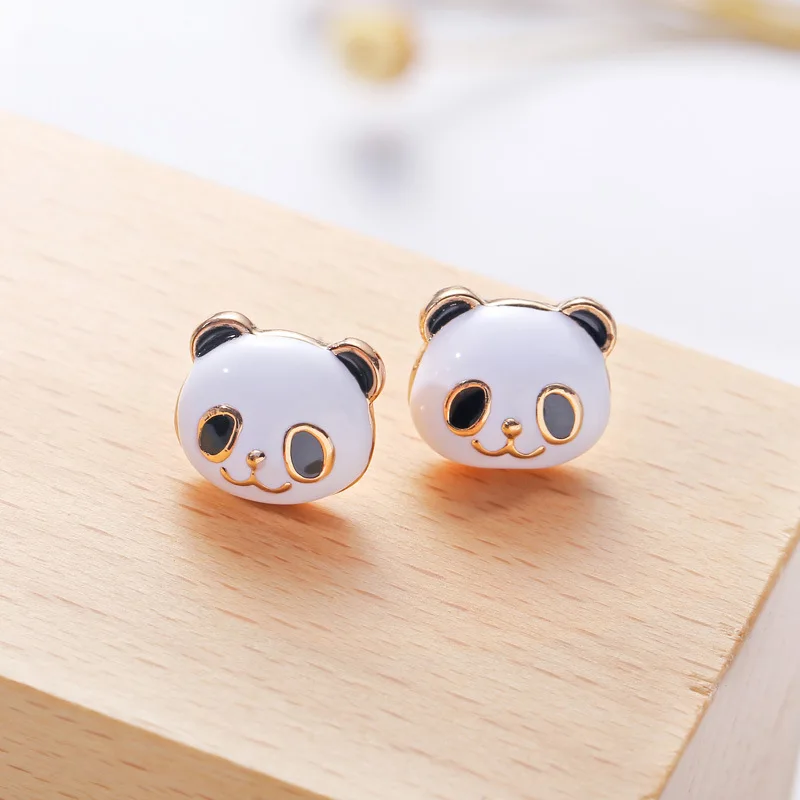 Ear Clip Earrings Korea Style Cartoon Panda Clip On Non Pierced For Women Party