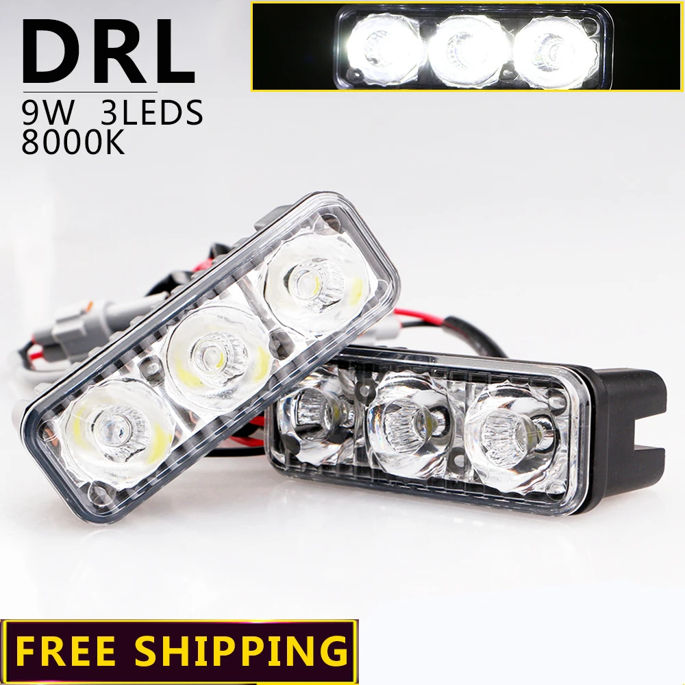 

2pcs/Set DRL LED High Power 9W 6 LED 12V Waterproof 480 LM Universal Daytime Running Light Spot Auto Vehicle Lamp Car Lights
