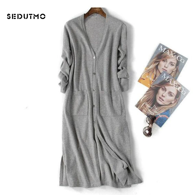 

SEDUTMO Long Cardigan Woman Sweater Women Plus Size 3XL Knitting Oversize Sweater Long Sleeve Autumn Tunic Top ED380