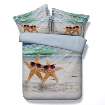 

starfish Digital print Bedding Set Quilt Cover Design Bed Set Bohemian a Mini Van Bedclothes 3pcs Large size 260*225cm JF007