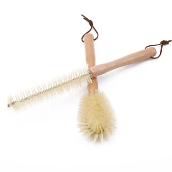 

Unique Wood Straight Nylon Cup Brush Mini Bottle Scrub Clean Brush Wood Long Handle Hook Baby Bottle Brush Bottle Cleaner