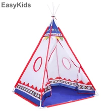 Детские игрушки палатки индийский узор Портативные Детские юрты розовый синий безопасность Типи игровой дом Крытый смешные игры Открытый Замок принцессы
