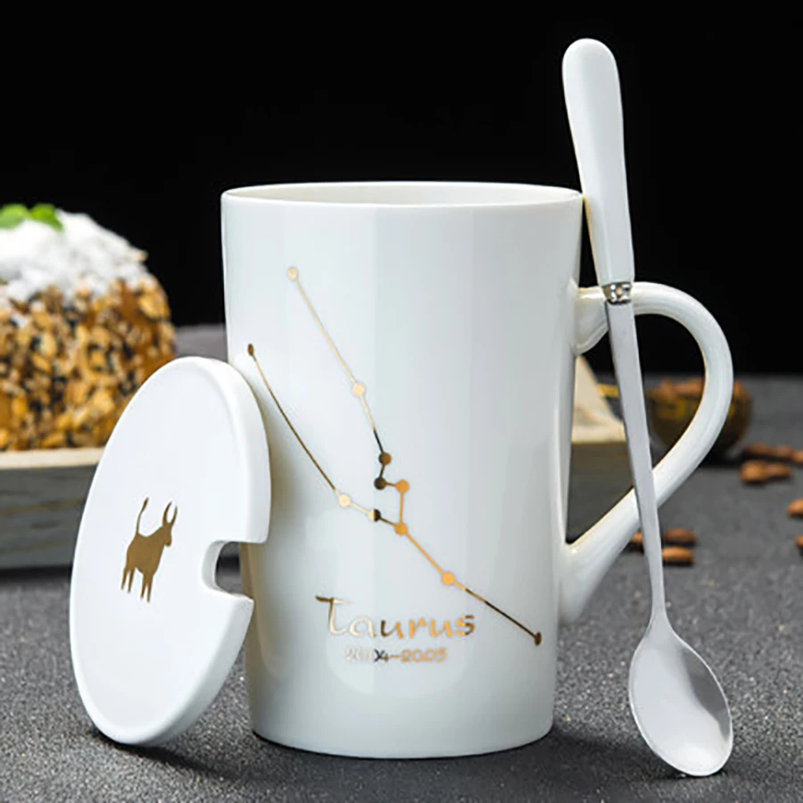 buy Creative Constellation Cup Ceramic Reusable Coffee Cup Cappuccino Porcelain High Tea Cups Cute Gobelet Christmas Home WZD020