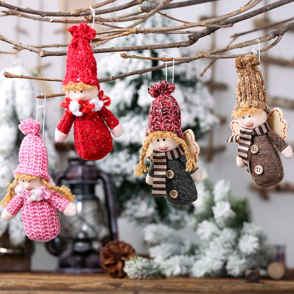 Angel Boy Girl Elf Santa Clause Plush Doll Christmas Tree Decor Hanging Pendant Ornament Christmas Decoration for Home Xmas