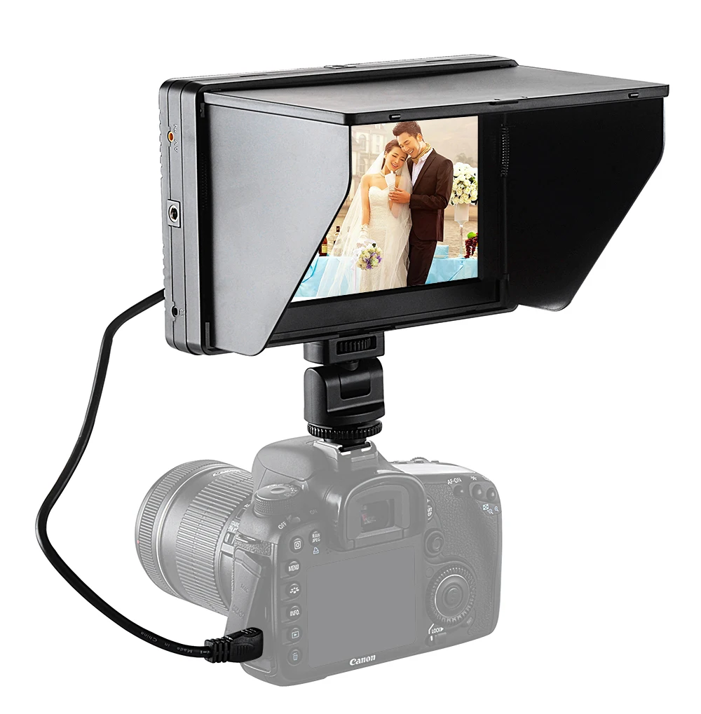 

Mcoplus Venidice 7'' Clip-on Color TFT On Camera Monitor Display HDMI Signal input 1240x600 Resolution for DSLR Camera Camcorder