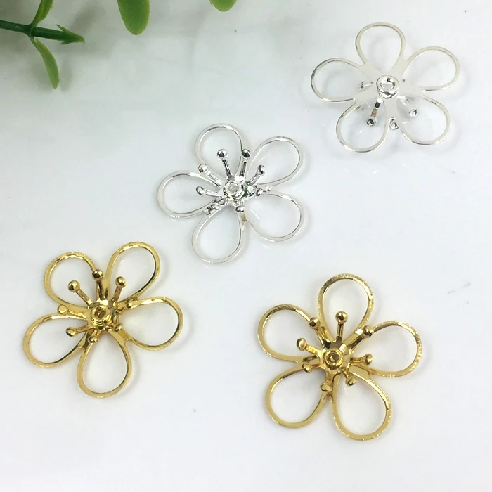 

50pcs 21mm Metal Copper Flowers Bead Cap Filigree Wraps Flowers Connectors Charms For Jewelry Making