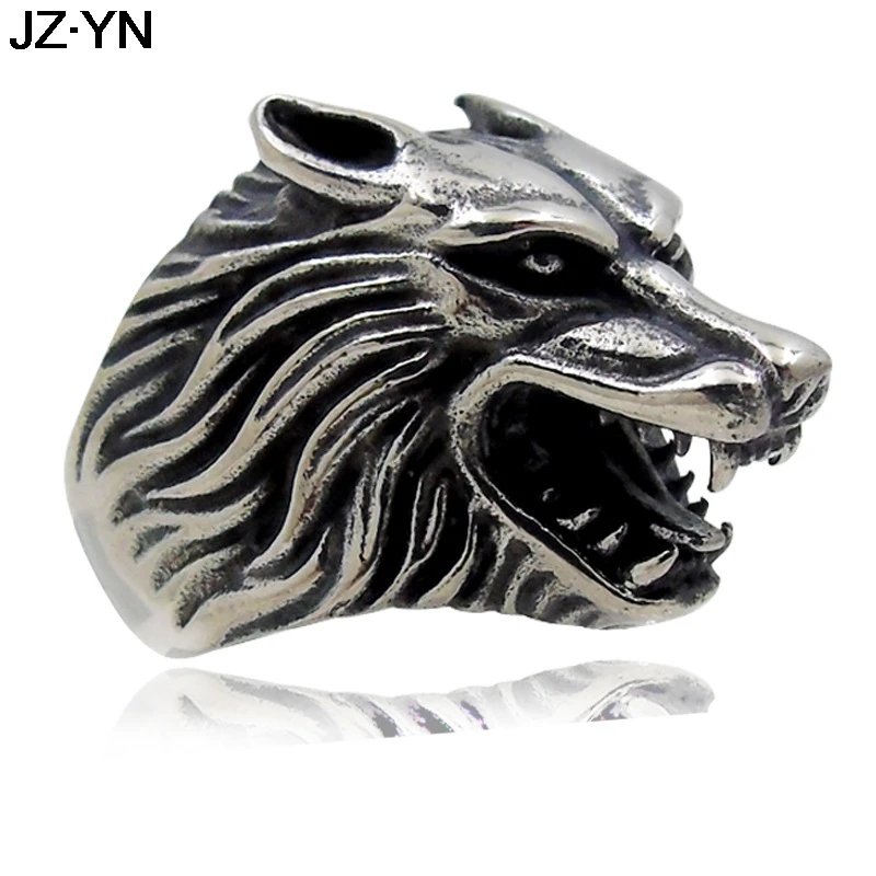

Punk Rock Wolf Head Rings High Quality Domineering Roaring Wolf Opening Adjustable Ring For Men Cool Biker Jewelry Accessories