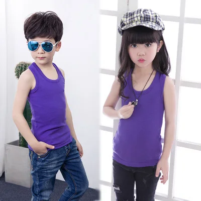 Г. Новая детская одежда жилеты для мальчиков, нижнее белье однотонные мягкие хлопковые майки для маленьких девочек и мальчиков, детские топы-майки - Цвет: purple
